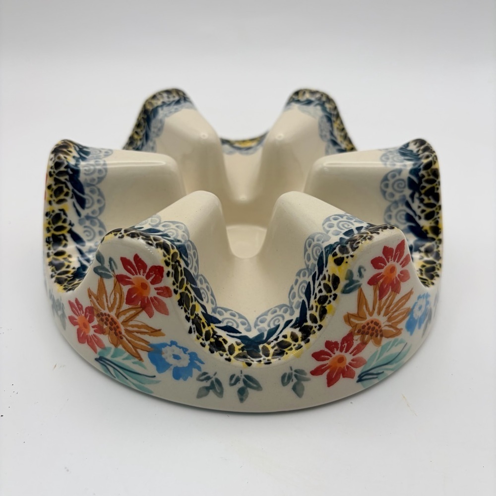 Polish Pottery Tea Warmer | Handmade in Poland Floral Stoneware | Microwave Safe - Picture 3 of 10